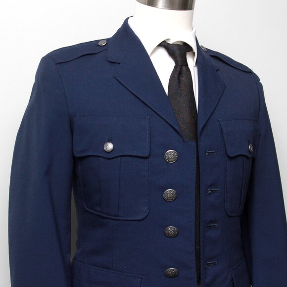 Vintage US Air Force Coat Officer 36-Reg Blue Service Dress Jacket E02129 - Picture 1 of 16